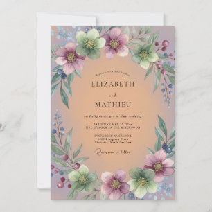 Invitation Composition florale violette pour mariage