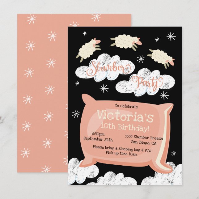 Invitation Compter le mouton Fête du bois d'oeuvre Anniversai (Devant / Derrière)