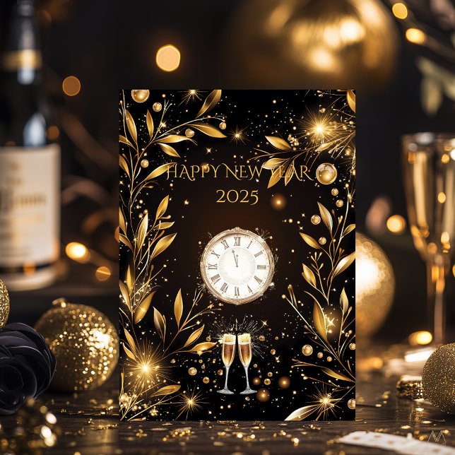 Invitation Compteur pour la Saint-Sylvestre Luxueux Noir et O (Créateur téléchargé)