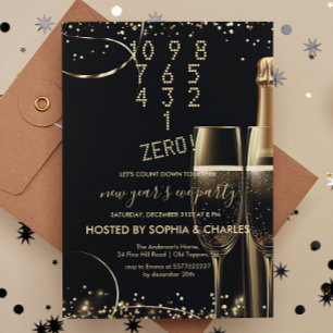 Invitation Comptez sur Gold Champagne fête du Nouvel An