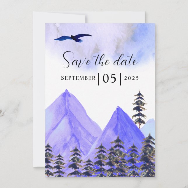 Invitation Concept de mariage d'hiver Forêt À feuillage persi (Dos)