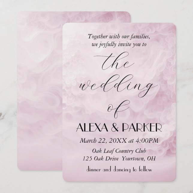 Invitation Conception abstraite de Blush mariage (Devant / Derrière)