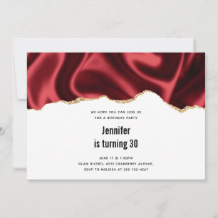 Invitation Conception Abstraite de Satin Ondulé Glamour Rouge