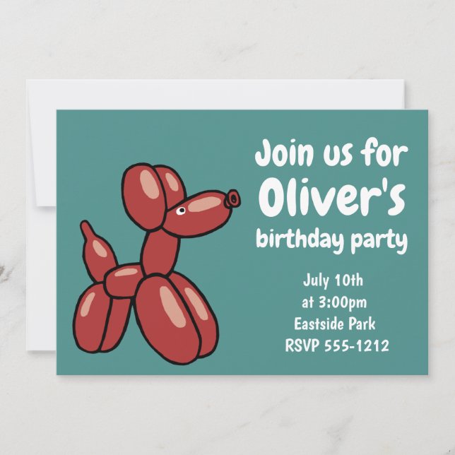 Invitation Conception amusante de chien en forme de ballon ro (Devant)