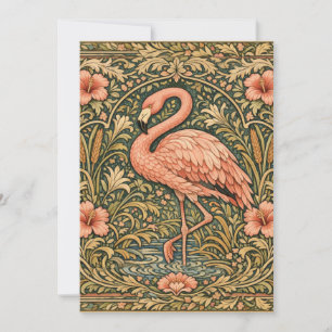 Invitation Conception art nouveau de flamant rose vintage
