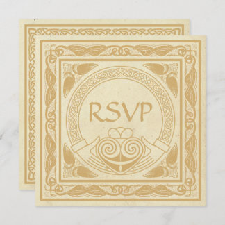 Invitation Conception celtique avec RSVP de mariage Claddagh