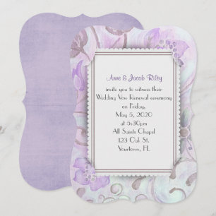 Invitation conception d'angle à ossature fleurie violette et 