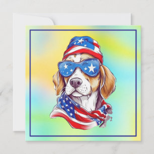 Invitation Conception de chien patriotique du 4 juillet