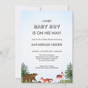 Invitation Conception de douche pour bébé garçon avec des ani