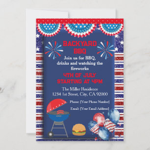 Invitation Conception de fête BBQ pour la fête de l'indépenda
