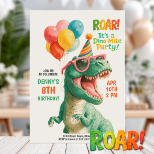Invitation Conception de fête d'anniversaire de dinosaure amu