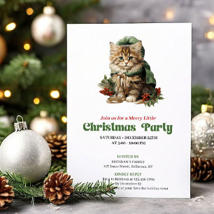 Invitation Conception de fête de chat de Noël rétro intempore