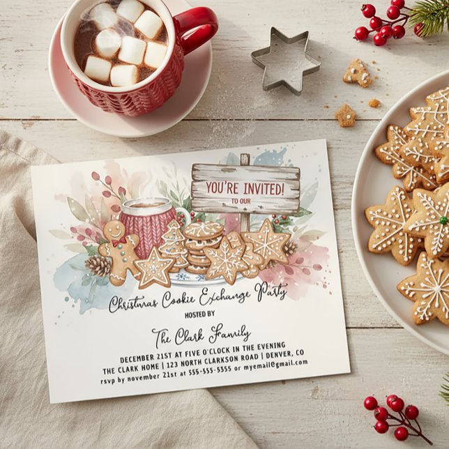 Invitation Conception de fête d'échange de biscuits de Noël r (Créateur téléchargé)