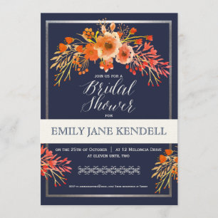 Invitation Conception de Fêtes des mariées florales Orange et
