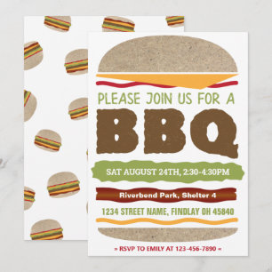 Invitation Conception de hamburger pour BBQ d'été dans la cou