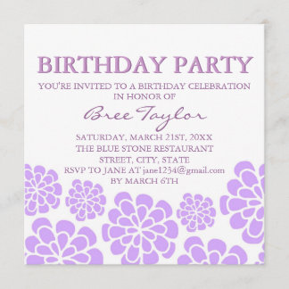 Invitation Conception de la fleur violet Mood Anniversaire In
