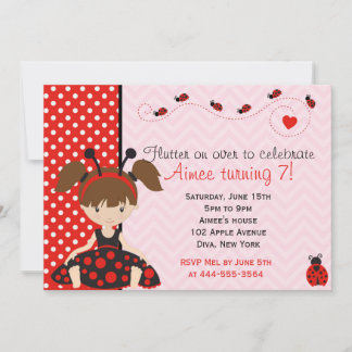 Invitation Conception de la petite fille de Cute Ladybird Lad