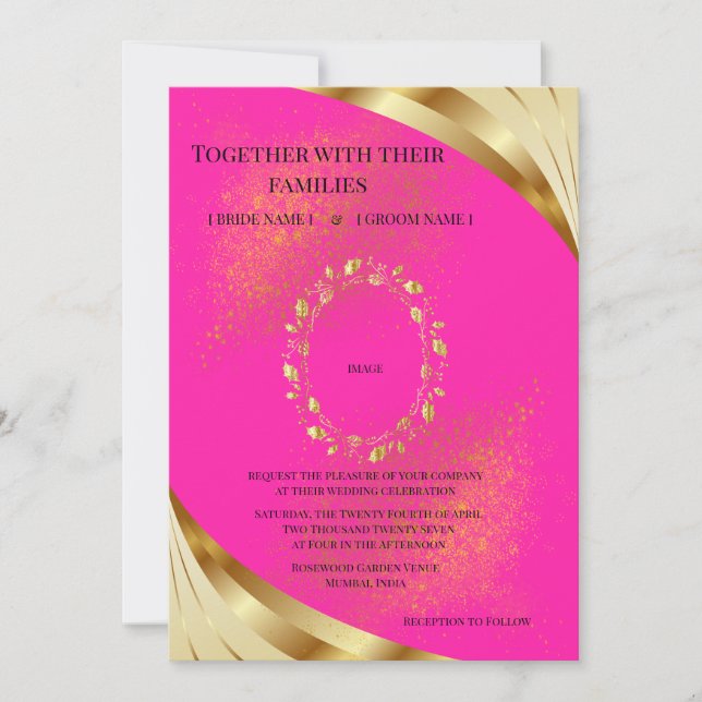 Invitation Conception de luxe sur fond rose tendre (Devant)