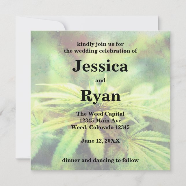 Invitation Conception de mariage de marijuana non traditionne (Devant)