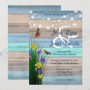Invitation Conception de Mariage Fleur sauvage en bois