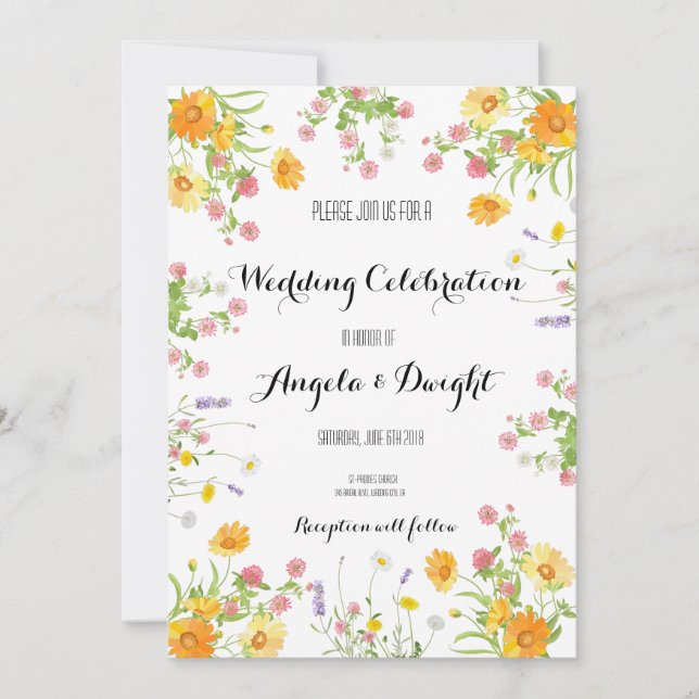 Invitation Conception de Mariage Floral Rustique Personnalisé (Devant)