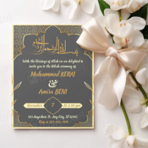 Invitation Conception de mariage musulman arabe Nikah islamiq