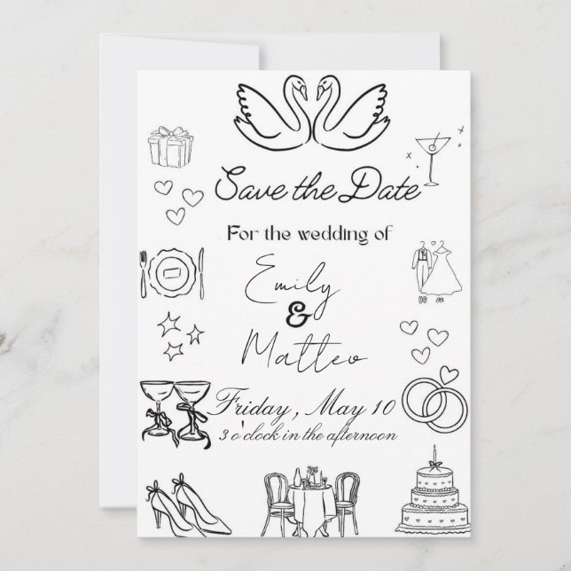 Invitation Conception de mariage simple  (Devant)