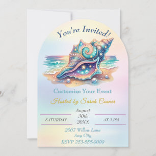 Invitation Conception de plage océanique de coquillage glamou