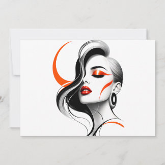 Invitation Conception de portrait de femme abstraite de luxe
