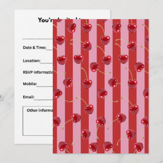 Invitation Conception de rayures rouges et roses avec des cer
