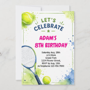 Invitation Conception d'invitation d'anniversaire de tennis à