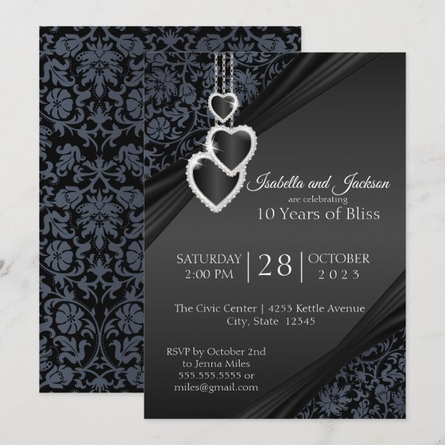 Invitation Conception du 10e Anniversaire de Black Onyx (Devant / Derrière)