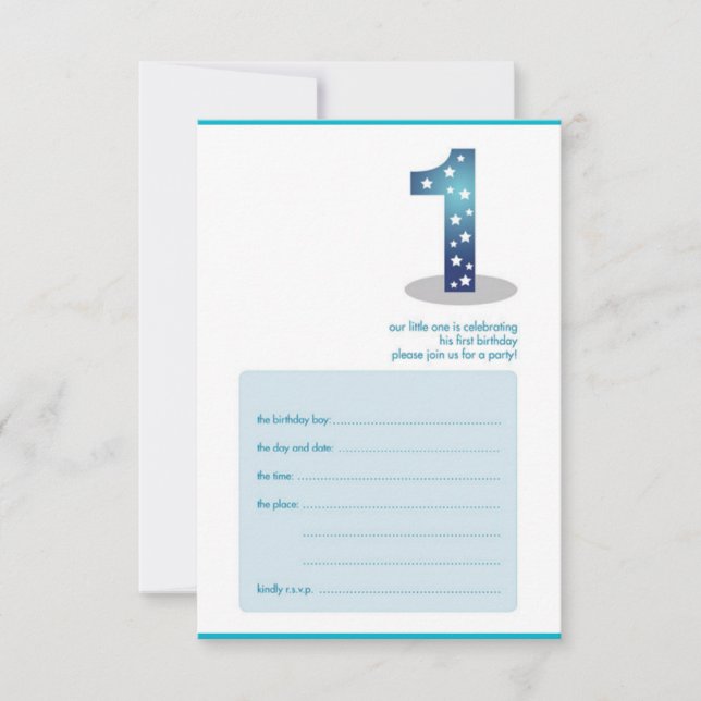 Invitation conception du premier anniversaire du bébé garçon (Devant)