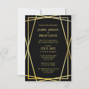 Invitation Conception en noir moyen - Mariage 3x5/Invitation