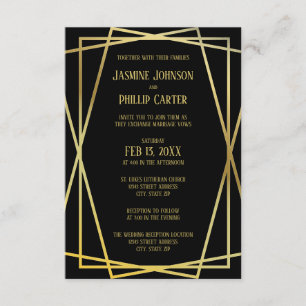 Invitation Conception en noir moyen - Mariage 3x5/Invitation 
