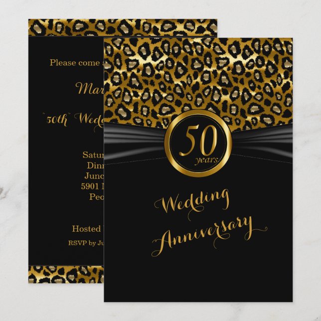 Invitation Conception Exotique Léopard 50e Anniversaire (Devant / Derrière)