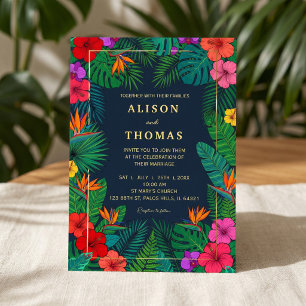 Invitation Conception Florale Tropicale Hibiscus & Feuillag