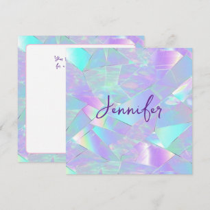Invitation Conception iridescente sarcelle et violette, nom e
