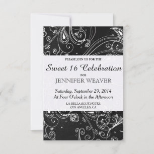 Invitation Conception moderne des vents noir et blanc