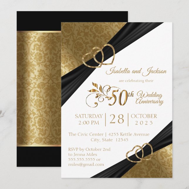 Invitation Conception pour le 50e anniversaire du Cœur d'or (Devant / Derrière)