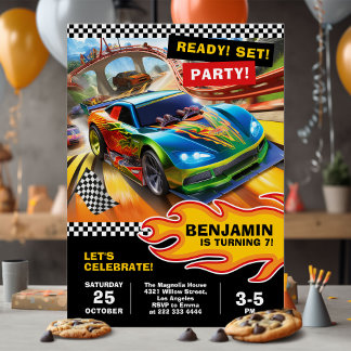 Invitation Conception rapide et amusante de voiture de course