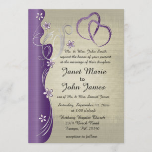 Invitation Conception rayée Vintage Améthyste pourpre