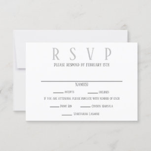 Invitation Conception SimpleGrey - RSVP/Dinner Choices Invita