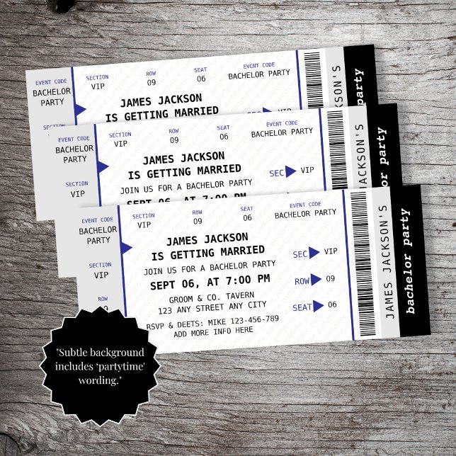 Invitation Concert amusant Billetterie Musique Bachelor Party (Fun Concert Ticket Music Bachelor Party Invitation)