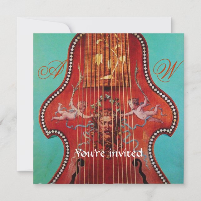 Invitation CONCERT DE MUSIQUE ANTIQUE,MARIAGE,Monogramme Roug (Devant)