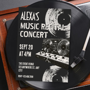 Invitation Concert de musique rétro en noir et blanc