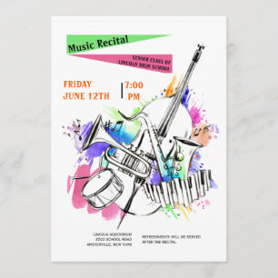 Invitation Concert Instruments Watercolor