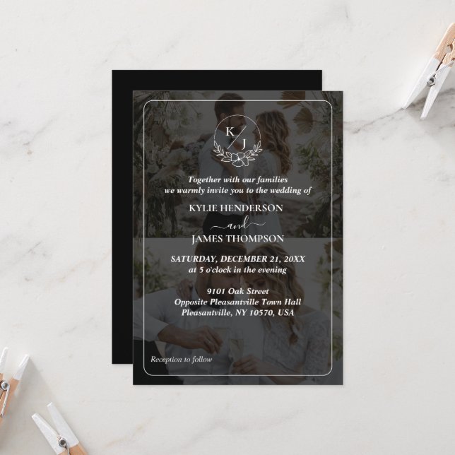 Invitation Concevez votre propre 2 Mariage photo Collage (Devant/Arrière en situation)