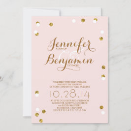 Invitation Concours de mariage moderne rose et or confetti