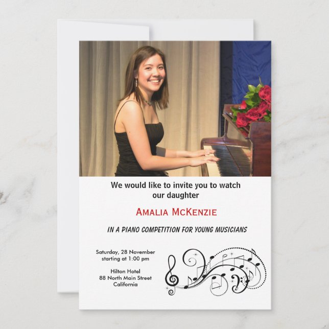 Invitation Concours de piano (Devant)